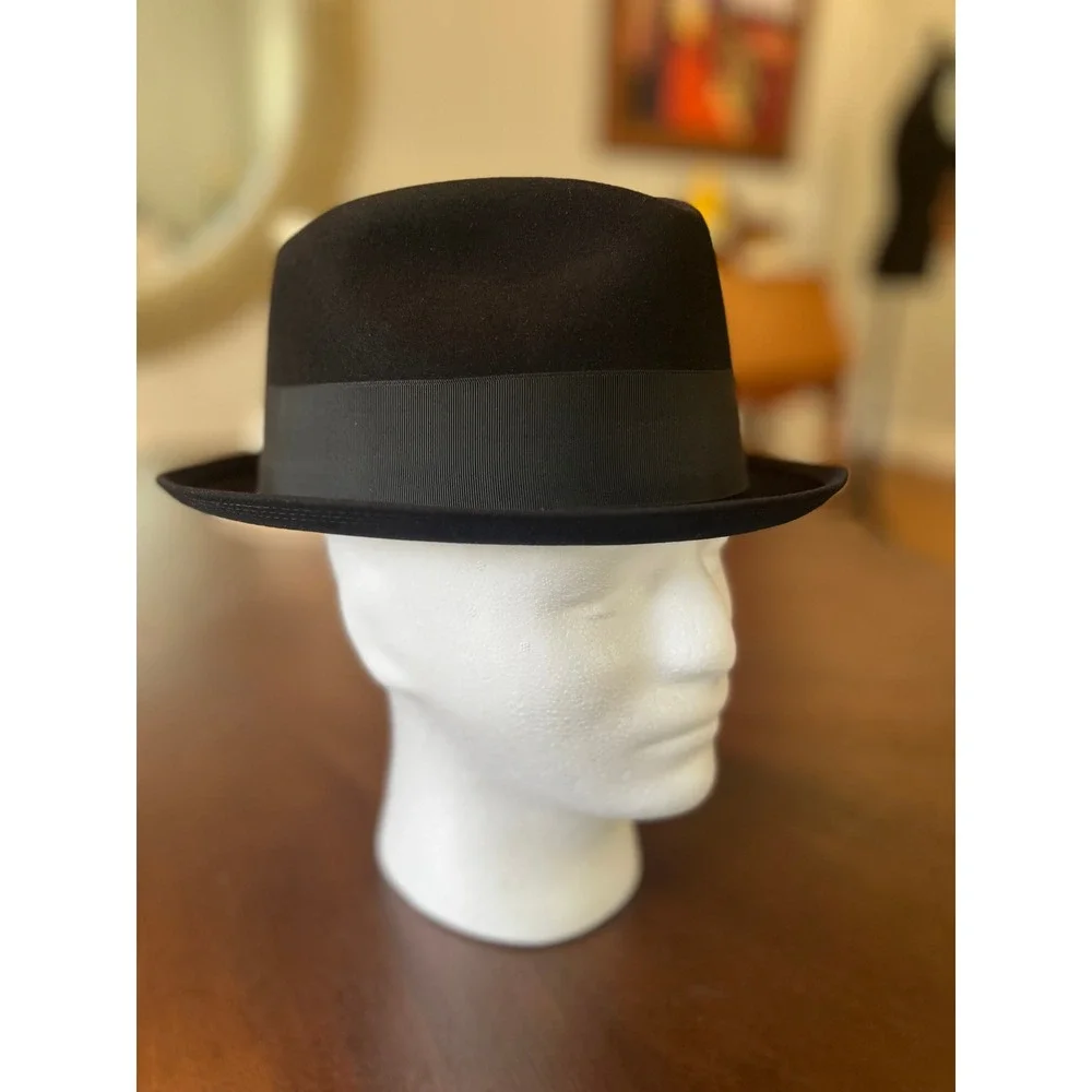 Stetson Royal Fedora Mens 7 1/4 Black Excellent Vintage Fur Felt Dress Hat